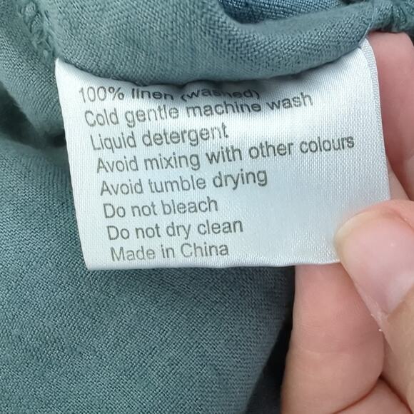 Bed Threads Womens Top Small Shirt 100% Linen Slit Bell Sleeve Natural Fabric S - Picture 5 of 6